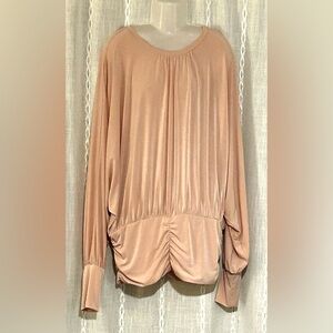 Express, peach/pink balloon sleeve banded ruched bottom blouse. Sz. S.
